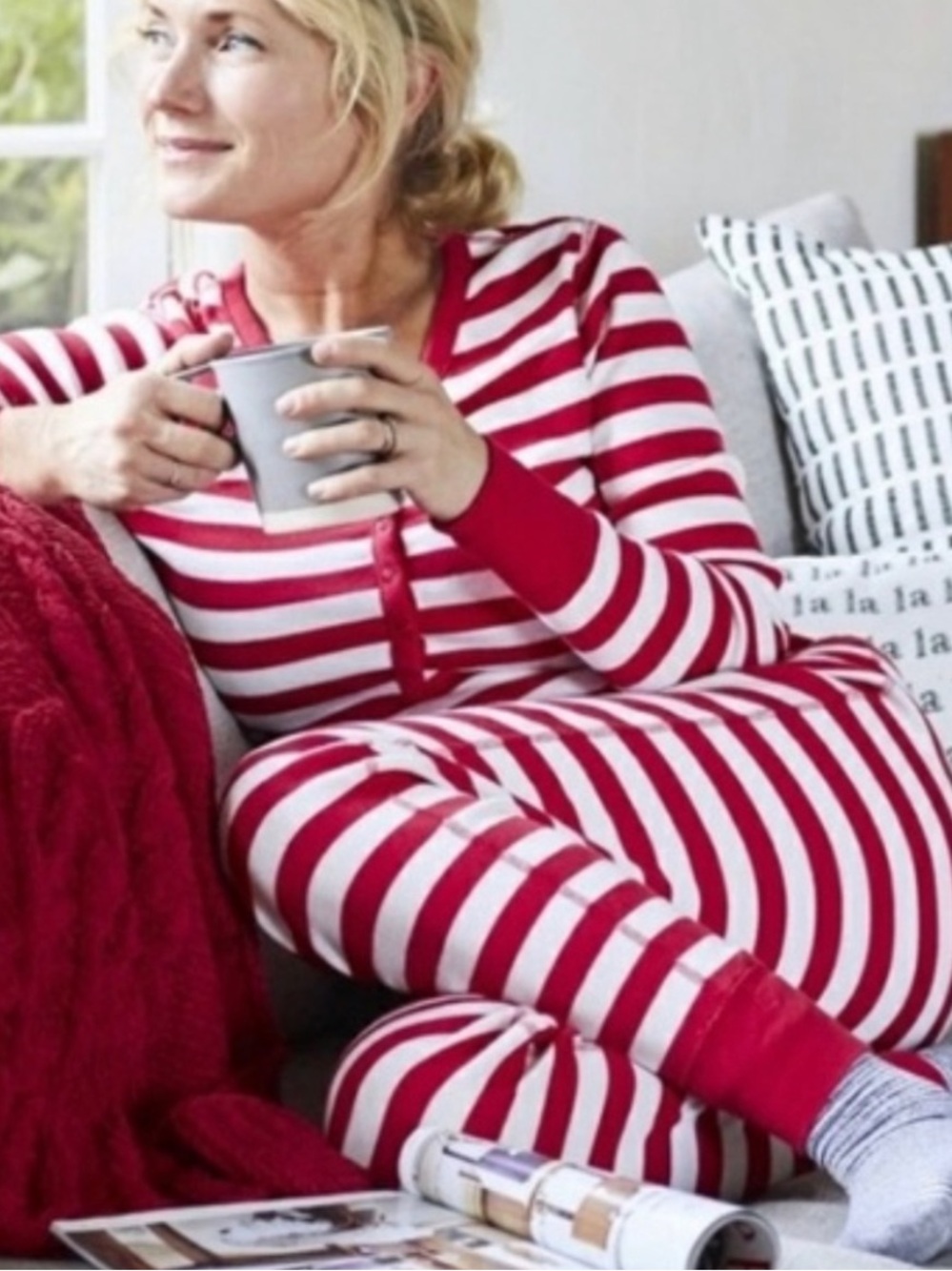 J. Crew womens Red and White Striped Pajama Set